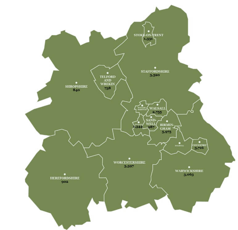 West Midlands map
