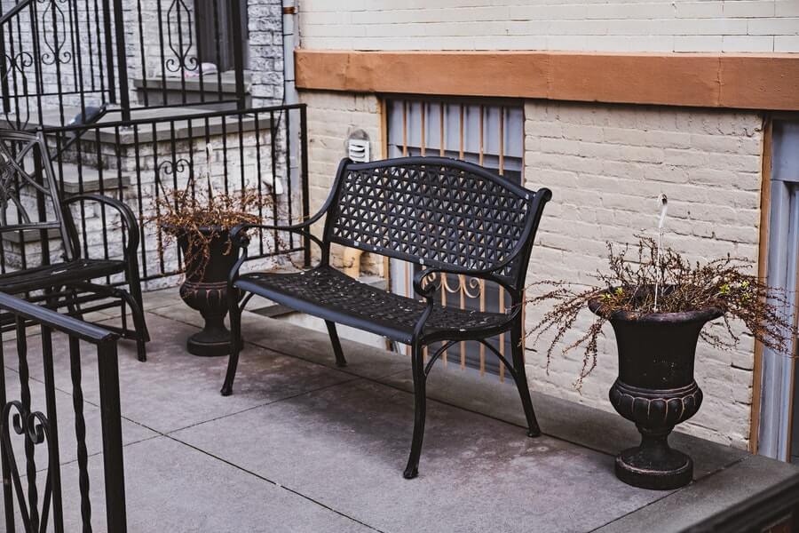 clean metal garden benches