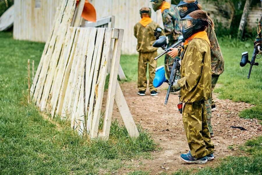 people paintballing at a staff Christmas party