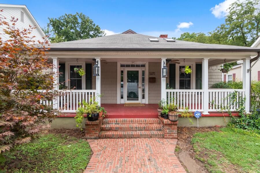 american home with front garden